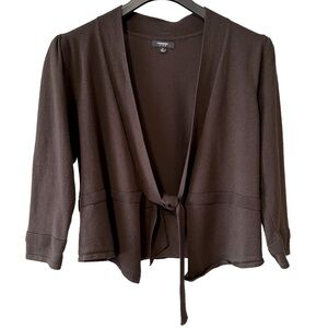 Premise Tie Front 3/4 sleeve Brown Sweater XL (19” Pit to pit)